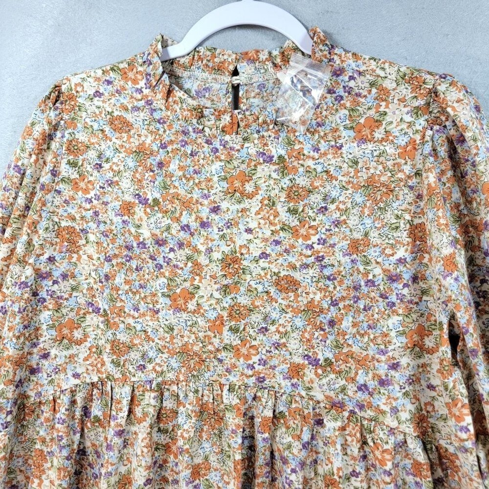 Hailey and Co Ditzy Floral Peasant Blouse Womens‎ M Fairy Ruffle Puff Sleeve New - Picture 5 of 14